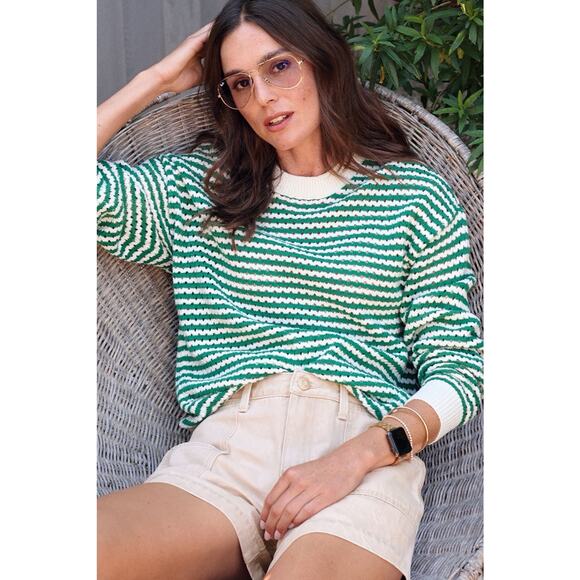 Spiritual Gangster Stone Jade Striped Pullover Crew Neck Sweater Size XS - Picture 1 of 12